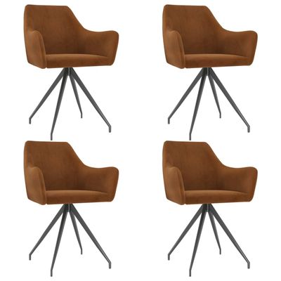 Vidaxl Eetkamerstoelen 4 St Fluweel Bruin Vidaxl Eetkamerstoelen 4 St Fluweel Bruin