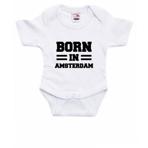 Born in Amsterdam kraamcadeau rompertje wit jongens en meisjes 92 (18-24 maanden)  -