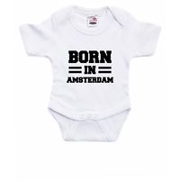 Born in Amsterdam kraamcadeau rompertje wit jongens en meisjes 92 (18-24 maanden)  -