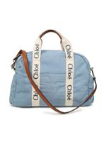 Chloé Kids sac à langer en coton à logo imprimé - Bleu