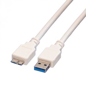 VALUE USB 3.2 Gen 1 kabel, type, A M - Micro B M, wit, 0,15 m