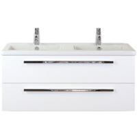 Seville Badmeubelset 120 cm - 2 Laden Wit Hoogglans - Wastafel Djazz Dubbel