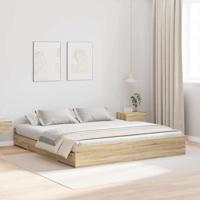 Opbergbedframe met lade Sonoma eiken 200 x 200 cm Bewerkt hout
