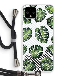 Geometrische jungle: Pixel 4 Transparant Hoesje met koord