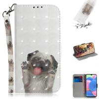 Voor Galaxy A30s 3D gekleurde tekening horizontale Flip lederen draagtas met houder & kaartsleuf & portemonnee & Lanyard (PUG)