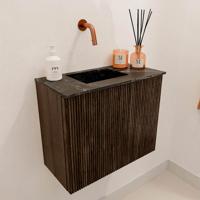 Toiletmeubel Mondiaz Joya Dlux | 50 cm | Meubelkleur Walnut | Faye wastafel Lava Wasbak Links | Zonder kraangat(en)