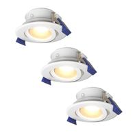 Set van 3 Lima LED inbouwspots - 5 Watt 400 lumen - 4000K neutraal wit - GU10 - Dimbaar - Rond - Kantelbaar - IP65 Waterdicht - Wit - Voor binnen, buiten en badkamer