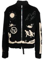 4SDESIGNS hoodie zippé à imprimé graphique - Noir