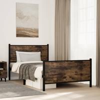 Bedframe zonder matras metaal gerookt eikenkleurig 107x203 cm