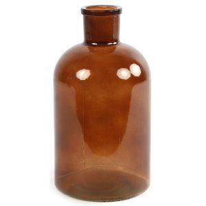 Countryfield vaas - bruin - glas - apotheker fles - D14 x H27 cm - Vazen