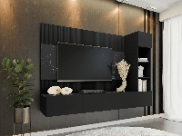 Tv-meubel set DORINI 5 deuren zwart/marmer zwart