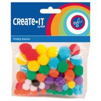 Haza Witbaard Gekleurde pompoms, 78st.