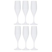 Champagneglas - 6x - wit - kunststof - 150 ml - herbruikbaar - thumbnail