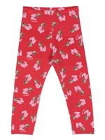 Monnalisa legging en coton stretch à fleurs - Rouge - thumbnail