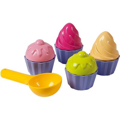 Speelgoed cupcake zandvormen - 9-delig - strand/zandbak speelgoed - zandspeelset