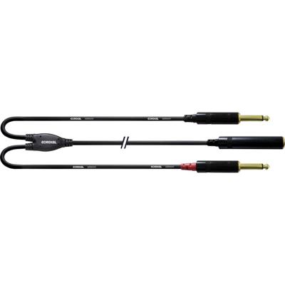 Cordial CFY 0,3 KPP Audio Y-adapter [1x Jackplug female 6,3 mm - 2x Jackplug male 6,3 mm] 30.00 cm Zwart