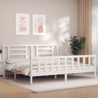 Bedframe met hoofdbord massief hout wit
