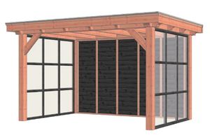 Trendhout Buitenverblijf Siena 415x300 cm - Combinatie 1- Plat dak- Onbehandeld lariks Douglas hout- Trendhout