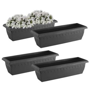 Hega Hogar Plantenbak Jardinera - 4x - antraciet - rechthoekig - 60x20 cm