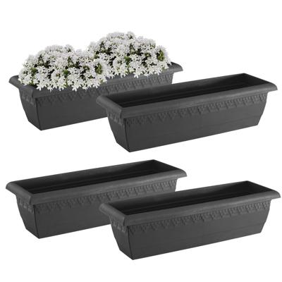 Hega Hogar Plantenbak Jardinera - 4x - antraciet - rechthoekig - 60x20 cm