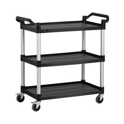 Servicewagen - 3 planken - 90 kg - 49 x 84,5 cm - zwart