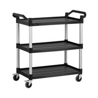 Servicewagen - 3 planken - 90 kg - 49 x 84,5 cm - zwart