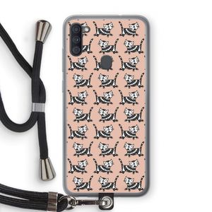 Zwarte poes: Samsung Galaxy A11 Transparant Hoesje met koord