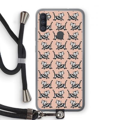 Zwarte poes: Samsung Galaxy A11 Transparant Hoesje met koord
