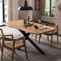 Artistiq Boomstam Eettafel 'Raynaldo' Acaciahout, 180 x 90cm, kleur Zwart