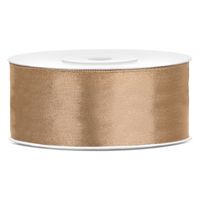 1x Goud satijnlint rol 2,5 cm x 25 meter cadeaulint verpakkingsmateriaal - thumbnail