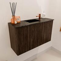 Toiletmeubel Mondiaz Joya Dlux | 70 cm | Meubelkleur Walnut | Faye wastafel Lava Wasbak Midden | 1 kraangat