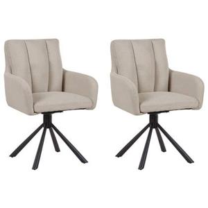 Beliani - SARDOAL - Set van 2 eetkamerstoelen - Taupe - Polyester