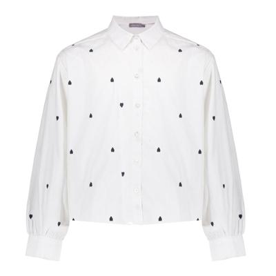 Geisha winter blouse meisjes - wit/zwart - harten