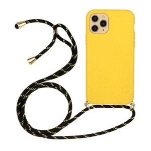 Lunso - Backcover hoes met koord - iPhone 12 / iPhone 12 Pro - Geel