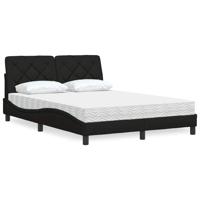 Bed met matras stof zwart 140x190 cm