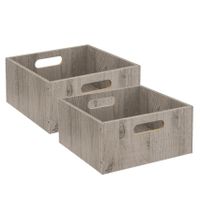 Set van 4x stuks opbergmand/kastmand 14 liter grijs/greywash van hout 31 x 31 x 15 cm