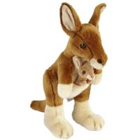 Pluche kangoeroe met baby knuffeldier - 28 cm - bruin - Kangoeroes knuffels Pluche kangoeroe met baby knuffeldier - 28 cm - bruin - Kangoeroes knuffels