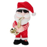 Kerstman pop - met saxofoon - dansend met muziek - 35 cm- kerstfiguur