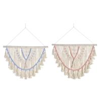 Wanddecoratie DKD Home Decor 70 x 3 x 85 cm Blauw Roze Crème (2 Stuks)