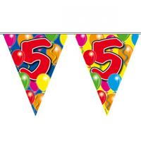 Vlaggenlijn 5 jaar - 10 m - plastic - leeftijd versiering - 5e verjaardag