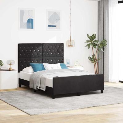 Bedframe met hoofdeinde Zwart 140 x 190 cm Fluweel