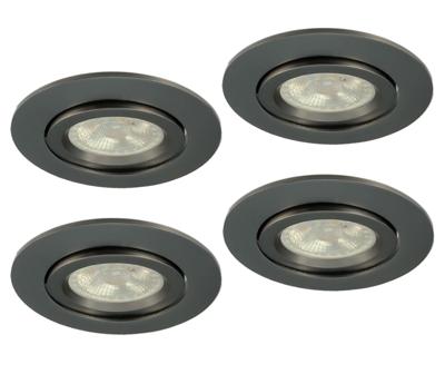 Set van 4 Inbouw Inbouw Ledspot Dublin, Gun Metal, 6 Watt, IP44