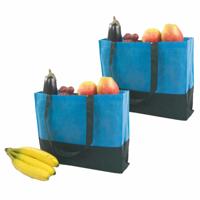 Boodschappentas - Set van 2x stuks - blauw - 38 x 29 x 10 cm - groot - draagtas - strandtas