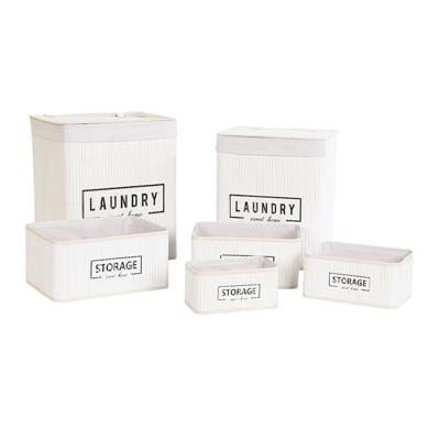 Mandenset DKD Home Decor Wit Bamboe 40 x 30 x 46 cm (5 Onderdelen)