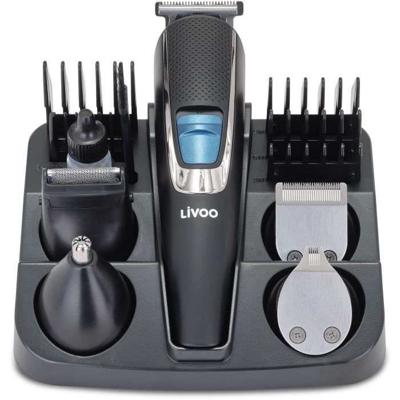 Multifunctionele trimmerset - LIVOO - DOS187 - 3,7 W - 90 min - 5 koppen - 5 kammen - Opbergbasis - Zwart / Blauw