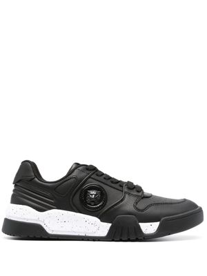 Just Cavalli baskets en cuir à patch logo - Noir