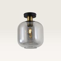 Plafondlamp Xirena vetro fumé - Met een bol van rookglas en een zwarte metalen plafondplaat - Zonder lichtbron