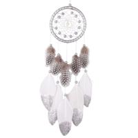 Witte Dream Catcher muur auto opknoping decoratie zilveren veer kern kraal handgemaakte Dream Catcher