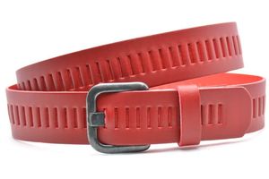 Timbelt Leren Gleufjes Riem 4 cm Rood