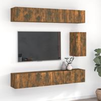 7-delige Tv-meubelset bewerkt hout gerookt eikenkleurig